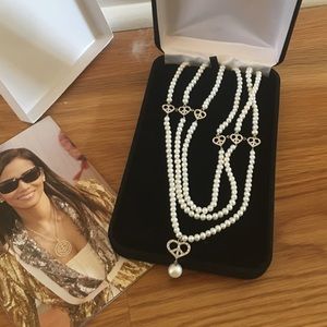 PEACE & LOVE BY NANCY DAVIS PEARL & DIAMOND 3 STRAND NECKLACE - NEVER WORN!